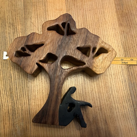 Wooden Sculpture of Man Under a Tree - Picture 5 of 6